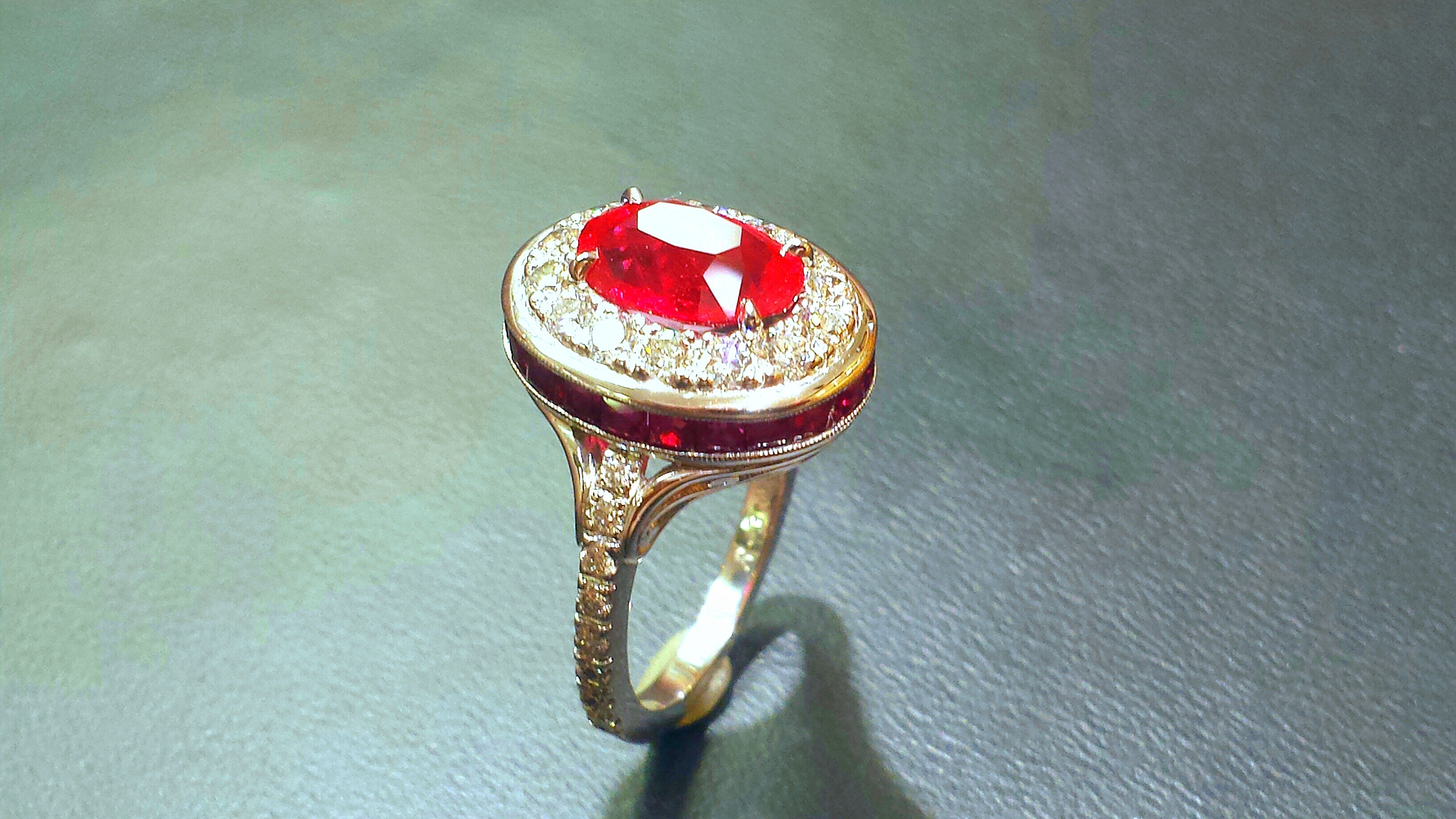 Platinum 3.04ct Fine Ruby and Diamond Ring