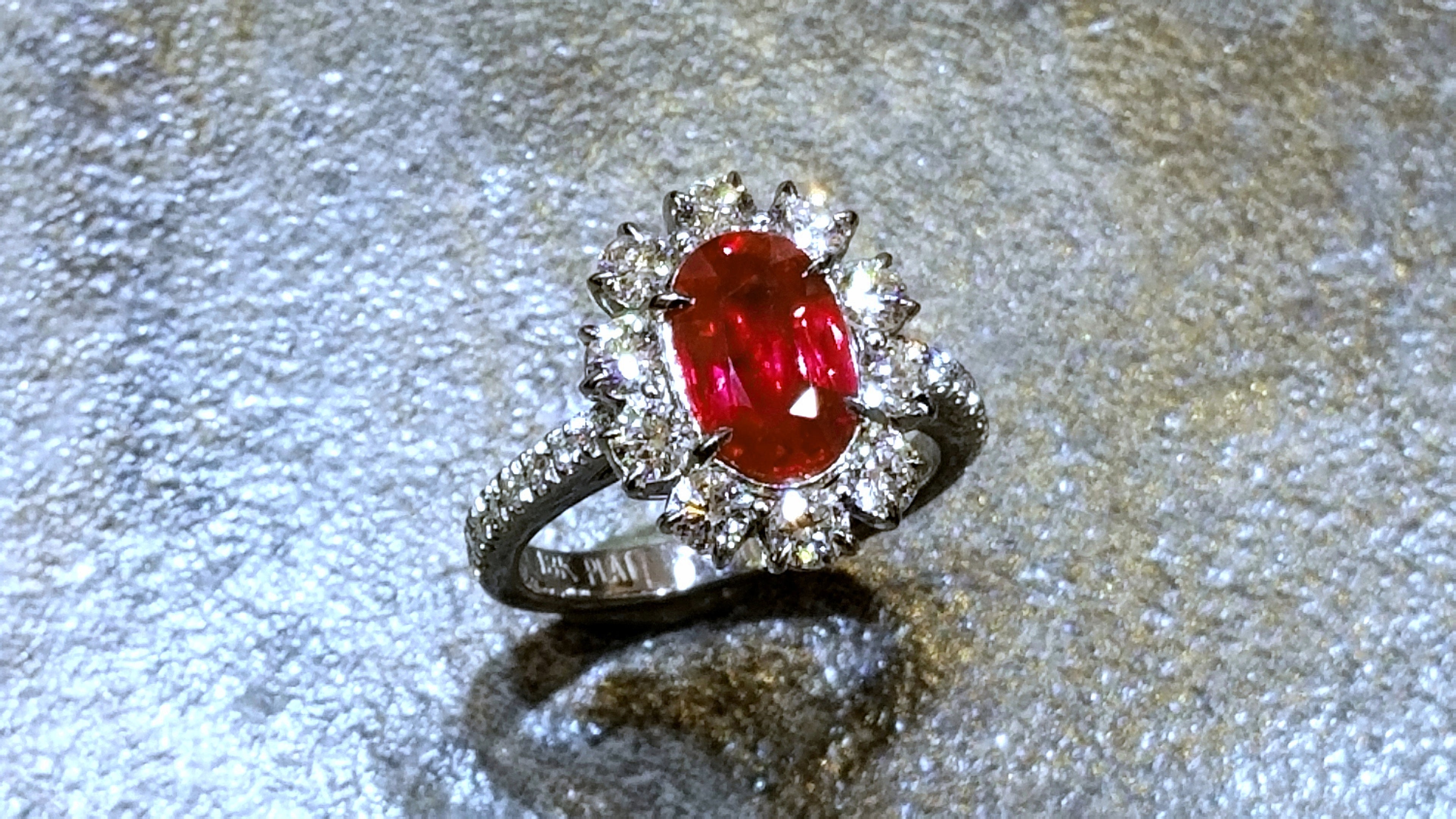 Platinum + 18k 2.04ct No Heat Ruby & Diamond Ring