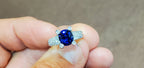 Platinum ring with 2.96ct Cobalt Blue Sapphire Ring with Pavé Diamonds