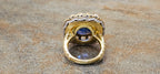 18k Yellow Gold Ring with a 15.56ct Fine Blue Ceylon Sapphire Ring, Plus Rose Cut Diamonds