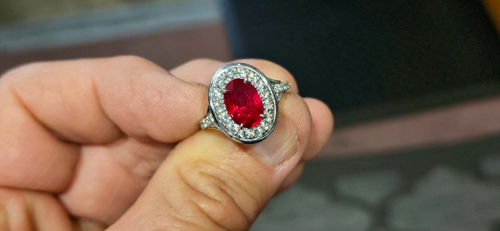 Platinum 3.04ct Fine Ruby and Diamond Ring