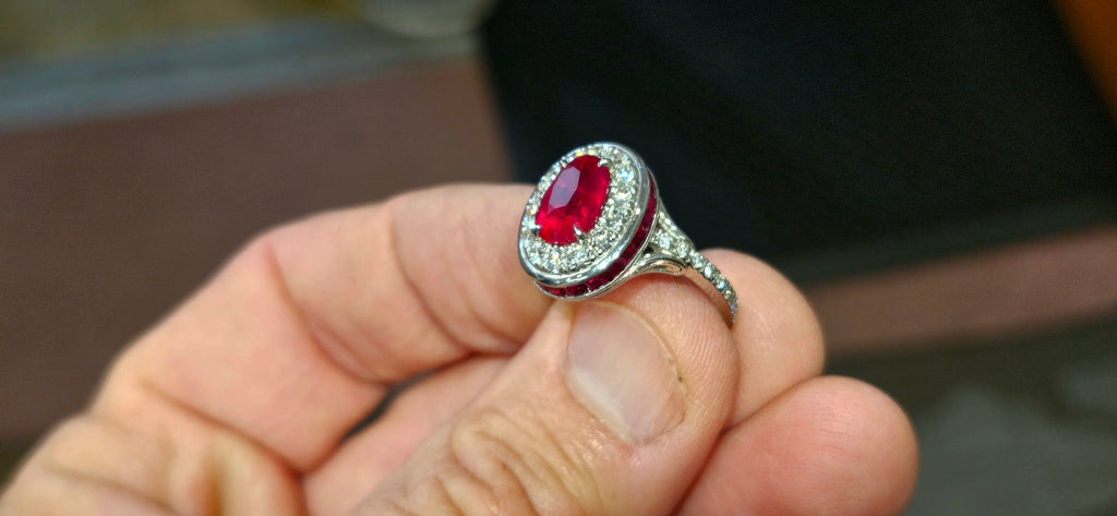 Platinum 3.04ct Fine Ruby and Diamond Ring