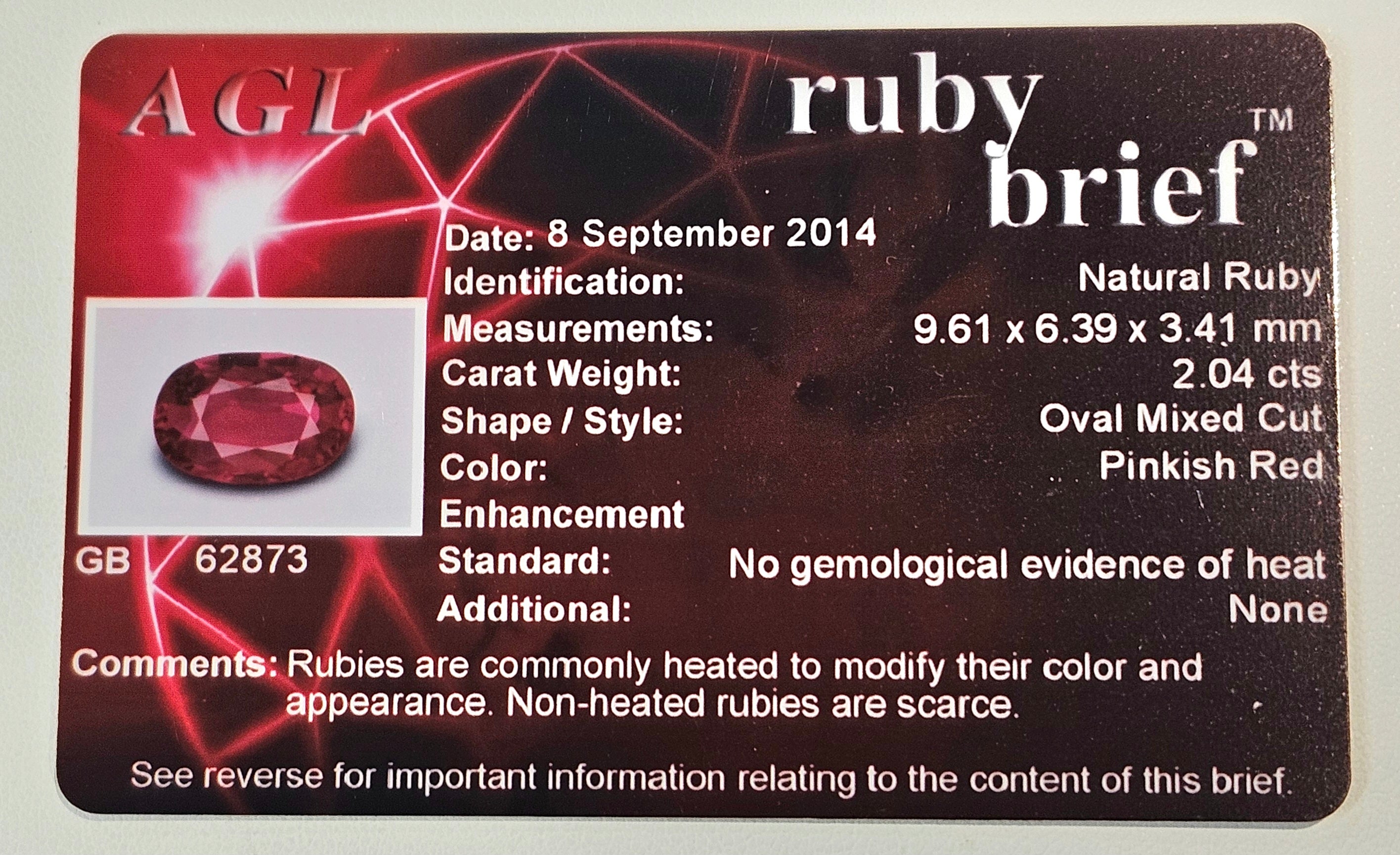 Platinum + 18k 2.04ct No Heat Ruby & Diamond Ring