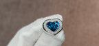 18kw 9.20ct Fine Cambodian Blue Zircon Ring set with Top White VS+ Diamonds