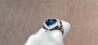 18kw 9.20ct Fine Cambodian Blue Zircon Ring set with Top White VS+ Diamonds