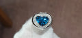 18kw 9.20ct Fine Cambodian Blue Zircon Ring set with Top White VS+ Diamonds