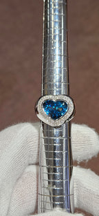 18kw 9.20ct Fine Cambodian Blue Zircon Ring set with Top White VS+ Diamonds