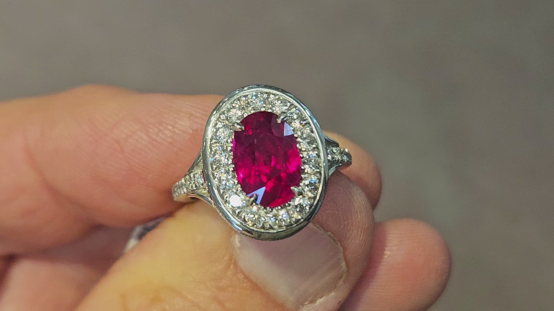 Platinum 3.04ct Fine Ruby and Diamond Ring