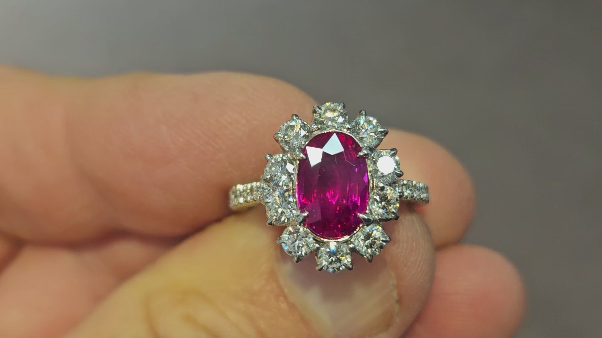 Platinum + 18k 2.04ct No Heat Ruby & Diamond Ring