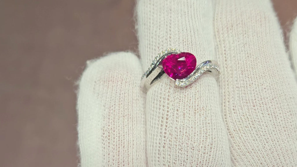 3.04ct certed Burma ruby ring in platinum