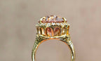 17.49ct pinkish peach Morganite set in a "Federal" design 18k rose hand cut mounting with .32cts of diamonds