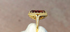 Fine, large Madagascar Spessartite in hand carved 18ky gold with .83cts of diamonds