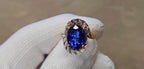 Deep purplish blue gem 6.18ct  Tanzanite ring 2-tone white and yellow 18k