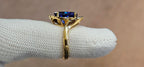 Deep purplish blue gem 6.18ct  Tanzanite ring 2-tone white and yellow 18k
