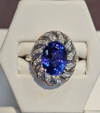 18kw fancy cocktail ring with 5.46ct Tanzanite and .392ct of diamonds