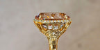 17.49ct pinkish peach Morganite set in a "Federal" design 18k rose hand cut mounting with .32cts of diamonds
